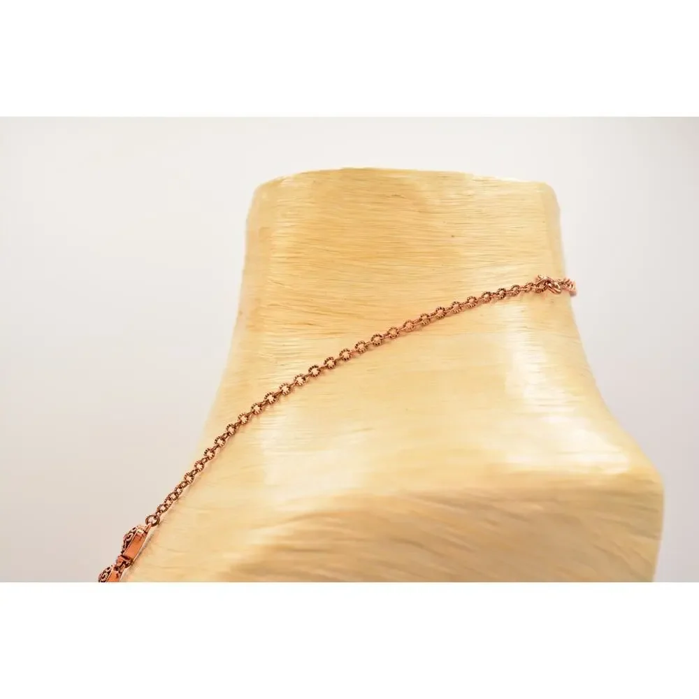 Avon Vintage Cabochon Necklace Pink Crystal Collar Rose Gold Signed 1980s Bin4A